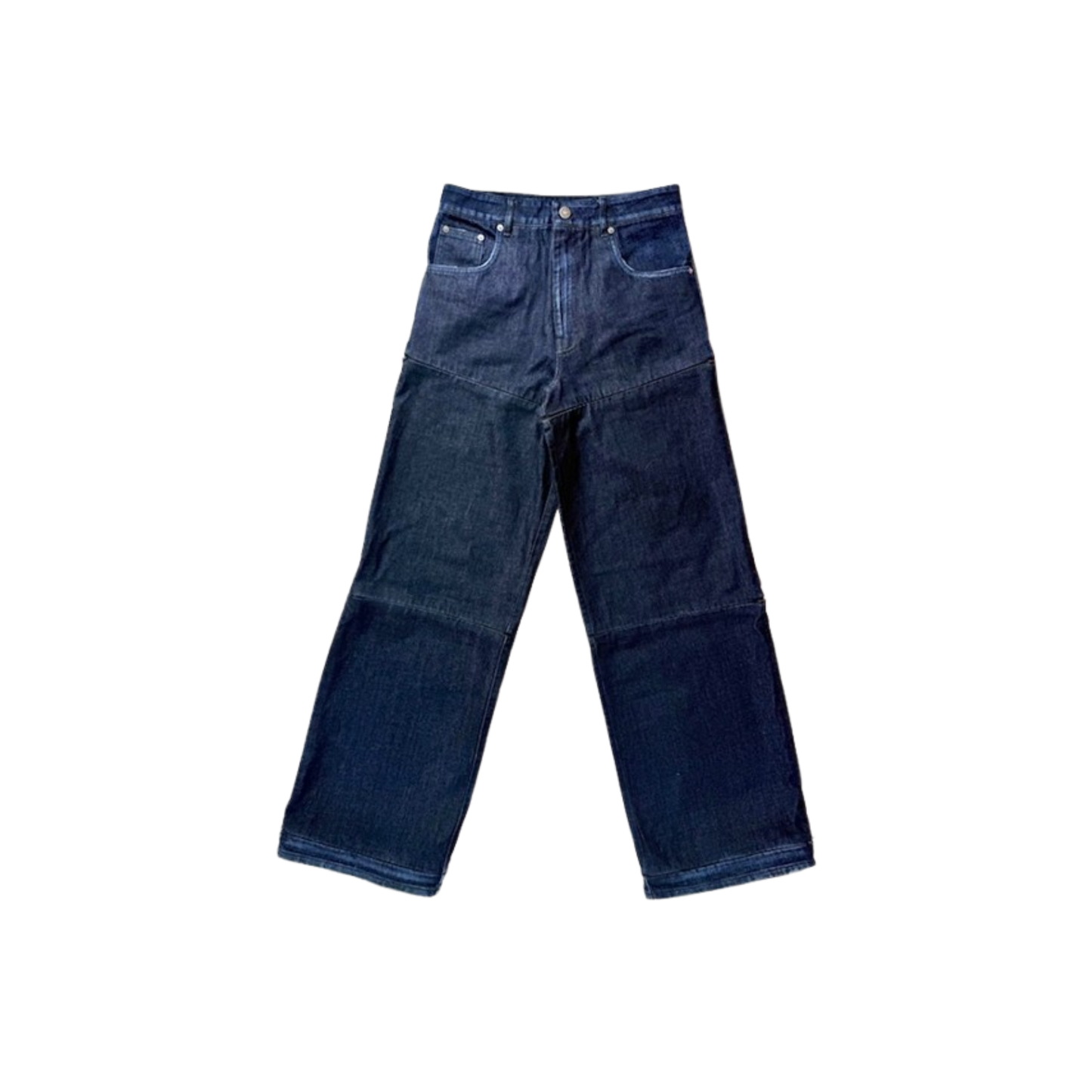 Jeans modulari MO Interchangeable in denim blu a gamba larga, design adattabile